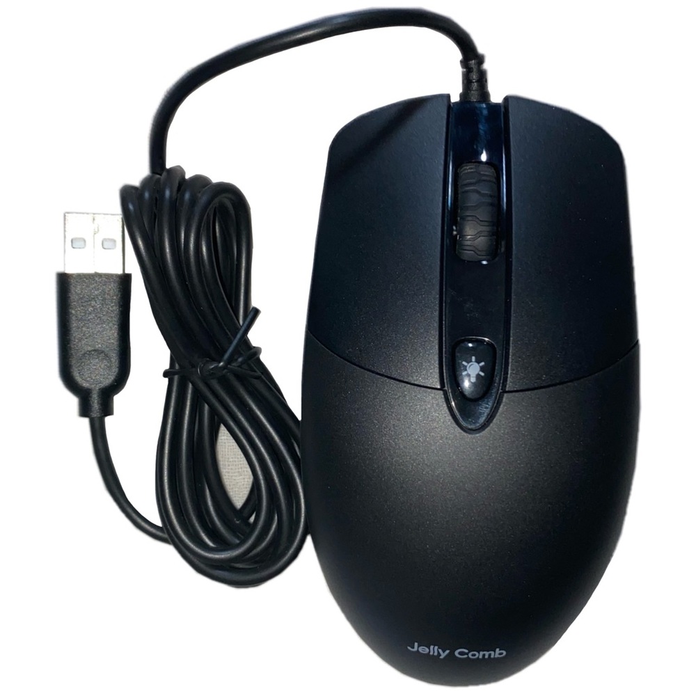 Jelly Comb MS059 Wired Mouse with USB Cable, Right-Handed Black